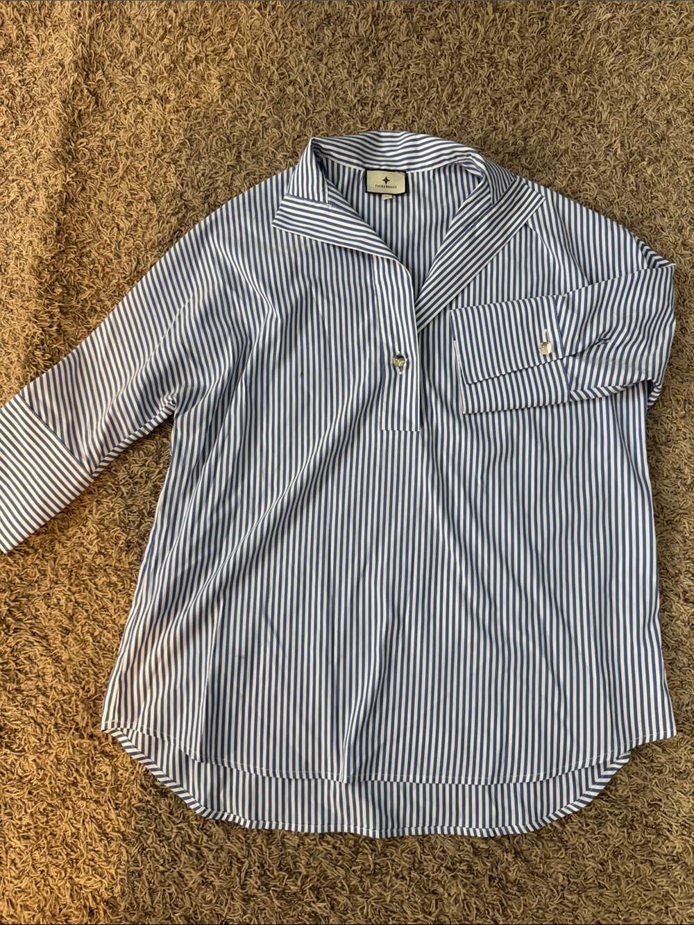 Tuckernuck Blue and White Striped Shirt